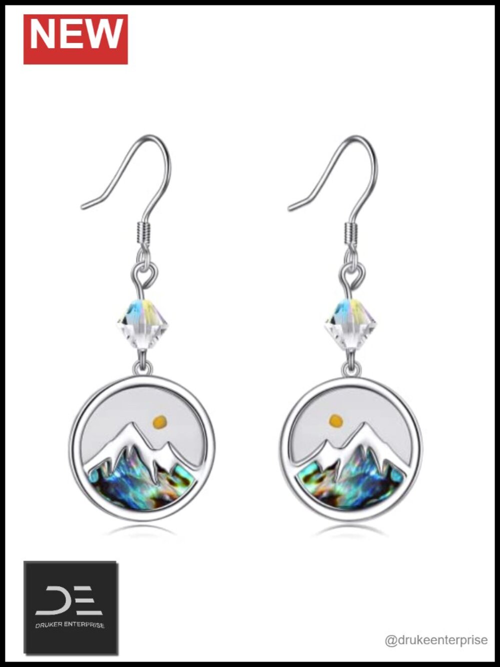 Sterling Silver Mountain Cross Mustard Seed Dangle Earrings Faith Jewelry Gift